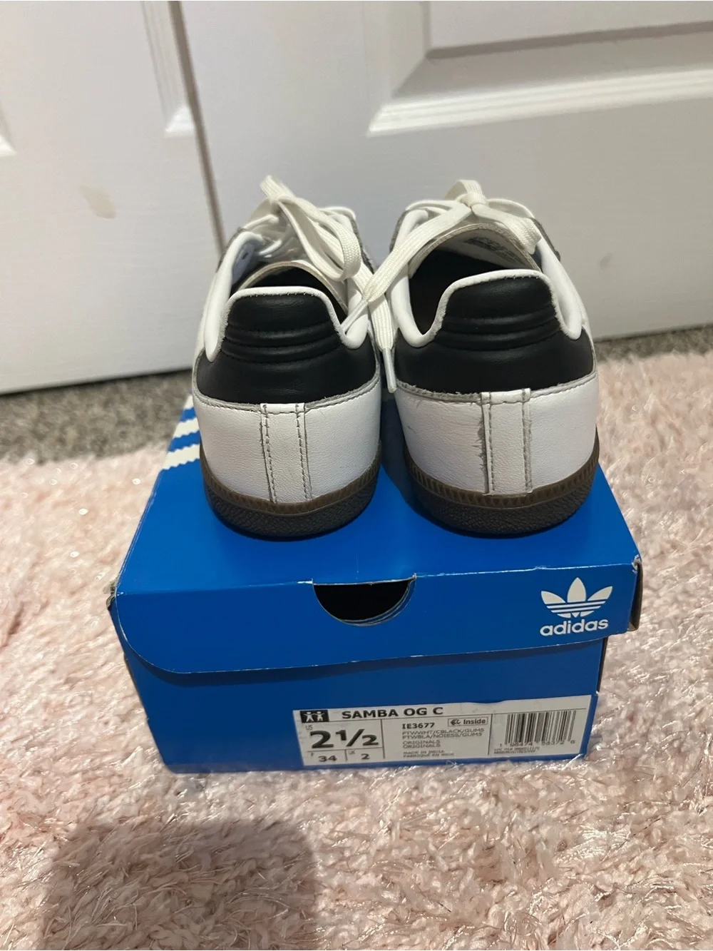 adidas Samba Kids Leather Sneaker - White, Black, Gray